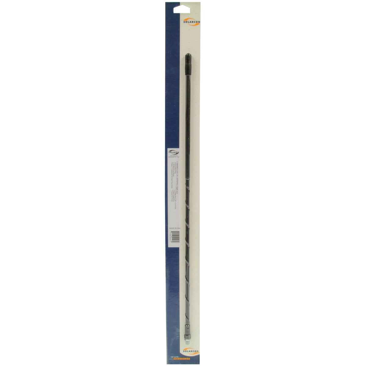 Solarcon 202B Black 2FT Fiberglass 750W Top Loaded AM|FM CB Antenna-Black