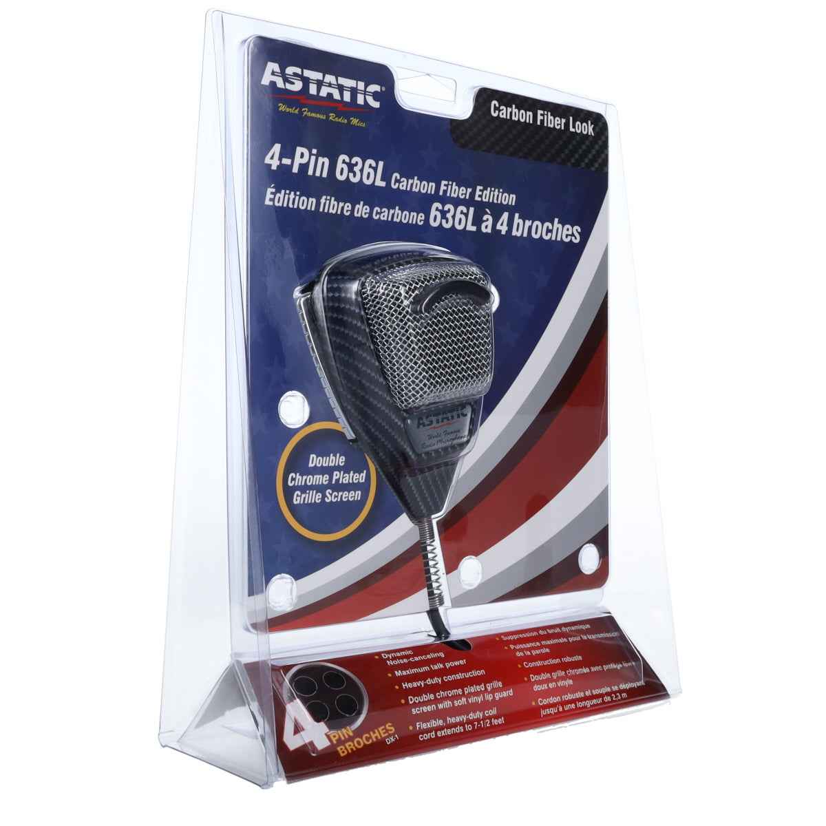 Astatic 302636LCF Noise-Canceling 4-Pin CB Mic 7.5-Foot Heavy-Duty Cord-Black