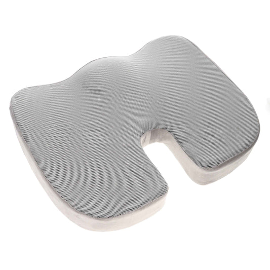 BC Outfitters BCO3565SCGRY Ergonomic Seat Cushion with Memory Foam and Cooling Gel-Coccyx Support Nonslip Base Washable Cover 46 x 37 x 7 cm-Gray