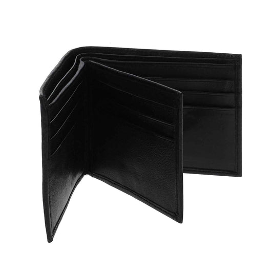 BC Outfitters Bifold Wallet Black - RFID Blocking Slim Leather Wallet with ID Window - BCOBIFOBLK