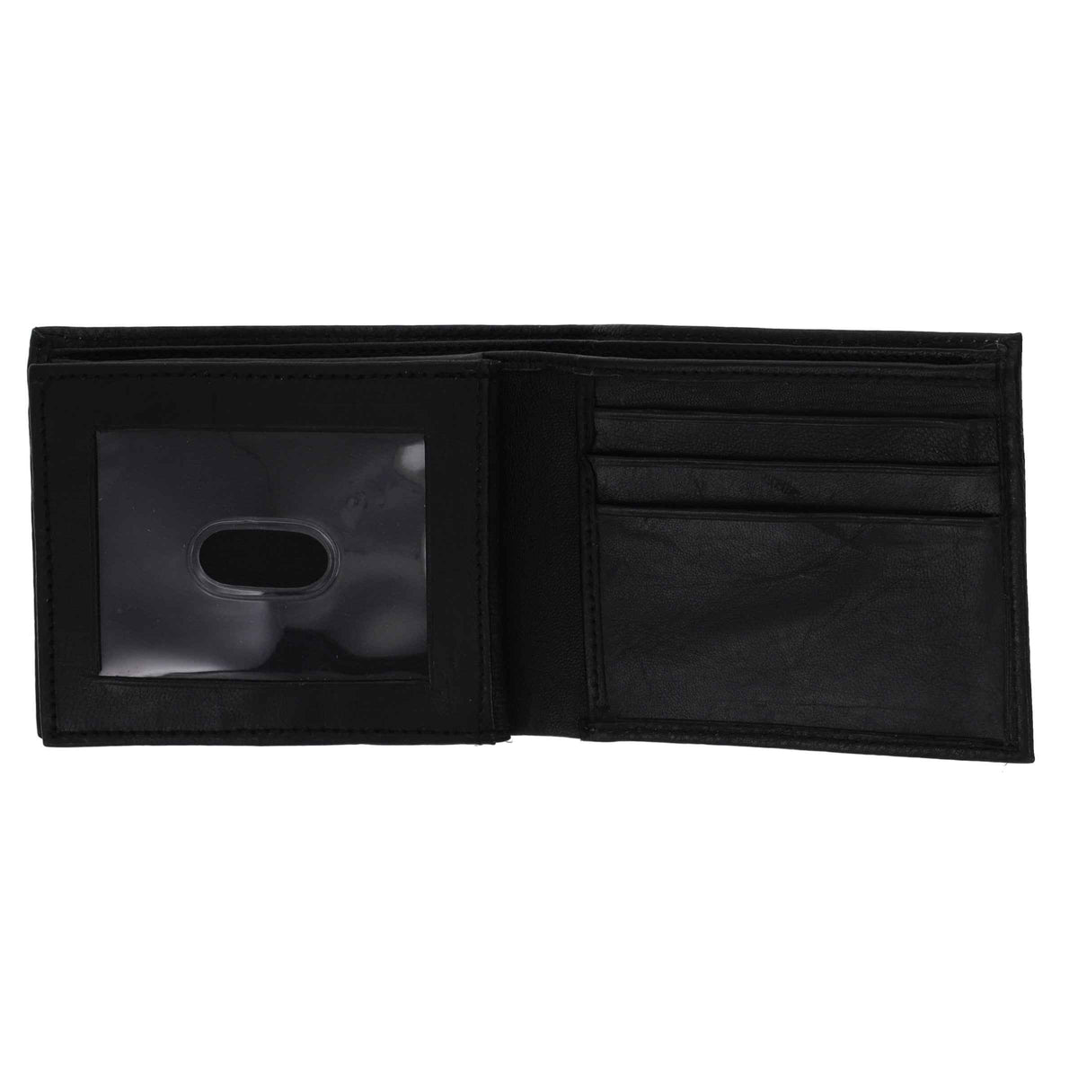 BC Outfitters Bifold Wallet Black - RFID Blocking Slim Leather Wallet with ID Window - BCOBIFOBLK