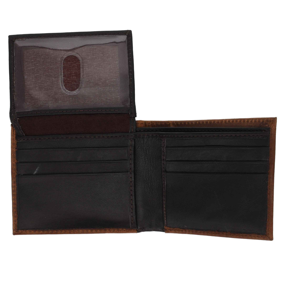 BC Outfitters Bifold Wallet Brown - RFID Blocking Slim Leather Wallet with ID Window - BCOBIFOBRN