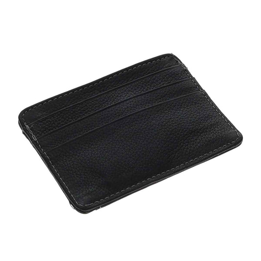 BC Outfitters Slim Card Wallet Black - RFID Blocking Leather Wallet with ID Window and Multiple Card Slots - Minimalist Front Pocket Design BCOSLIMBLK