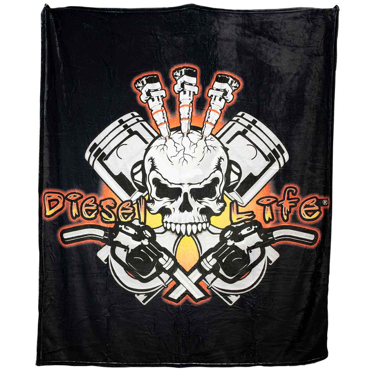 Diesel Life Injector Skull Plush Throw Blanket DL01INJSK for Couch Lightweight Cozy Soft Throw for Sofa Vehicle Home 50x60