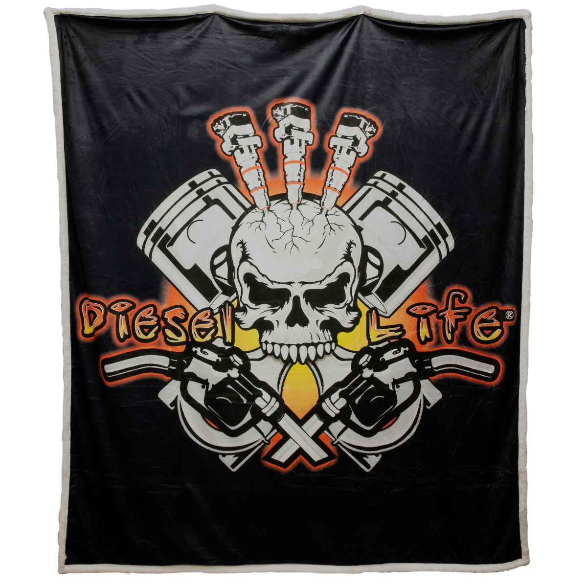 Diesel Life Injector Skull Design Sherpa Throw Blanket DL02INJSK for Couch Lightweight Plush Cozy Soft Throw for Sofa Vehicle Home 60x70