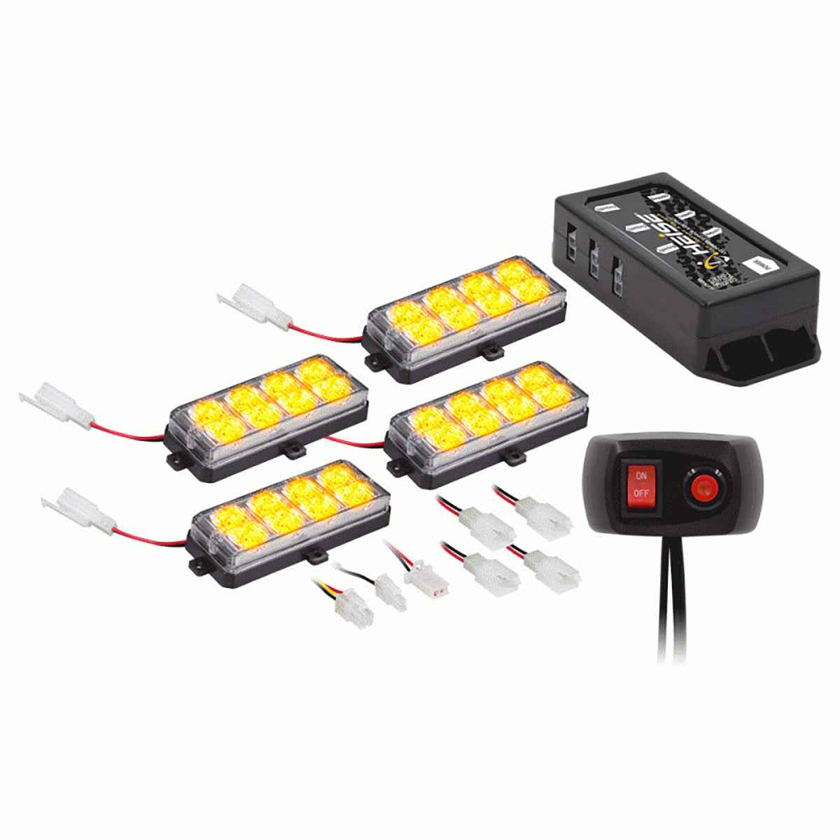 8 LED 4Pk Amber Grille Strobe Kit