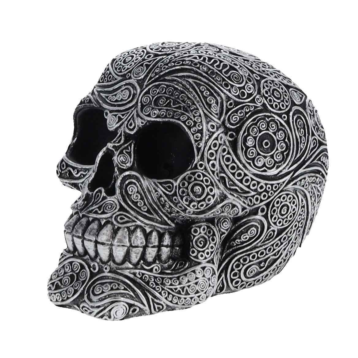 Silver Paisley Pattern Skull