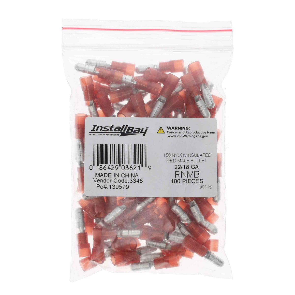 Rd Nyl Male Bullet Con 22-18GA .156