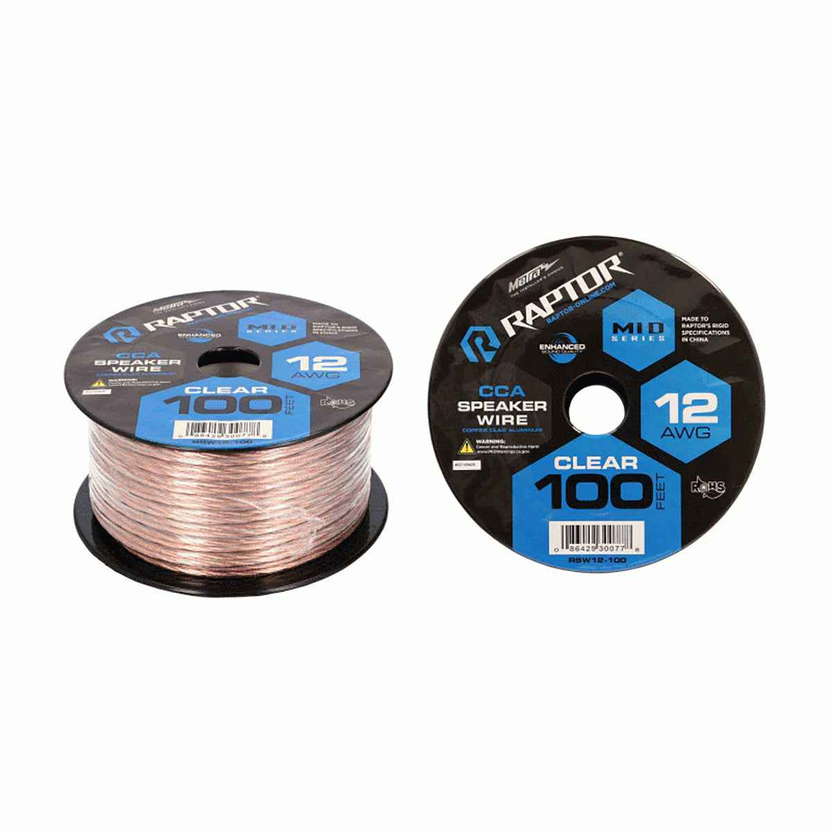 Raptor RSW12100 100 Feet Audio Stereo Speaker Wire Cable 12-Gauge-Clear