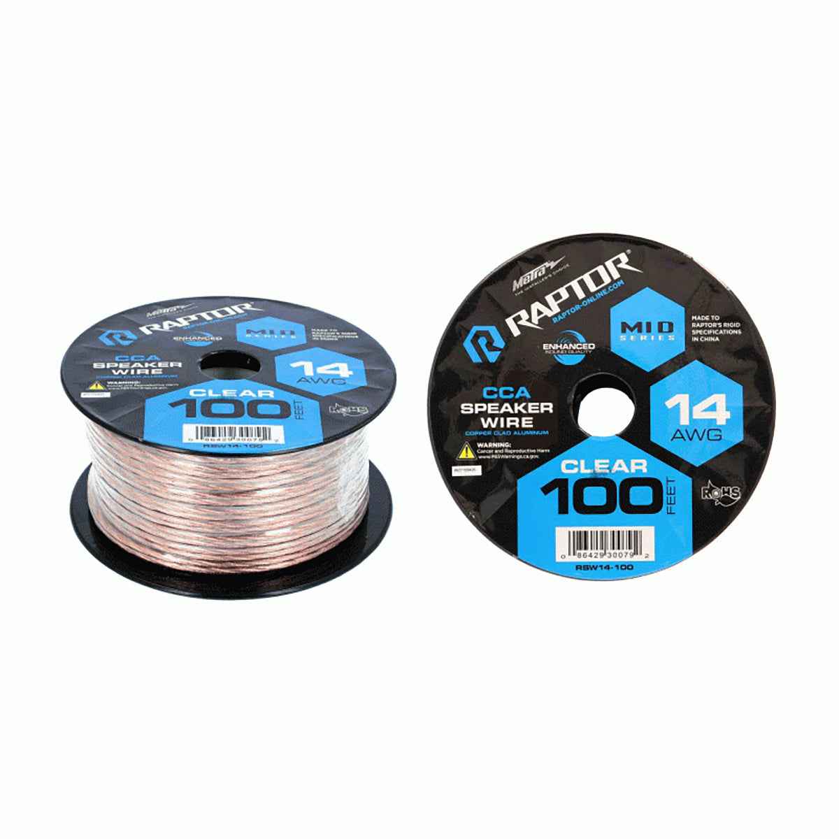 Raptor RSW14100 100 Feet Audio Stereo Speaker Wire Cable 14-Gauge-Clear