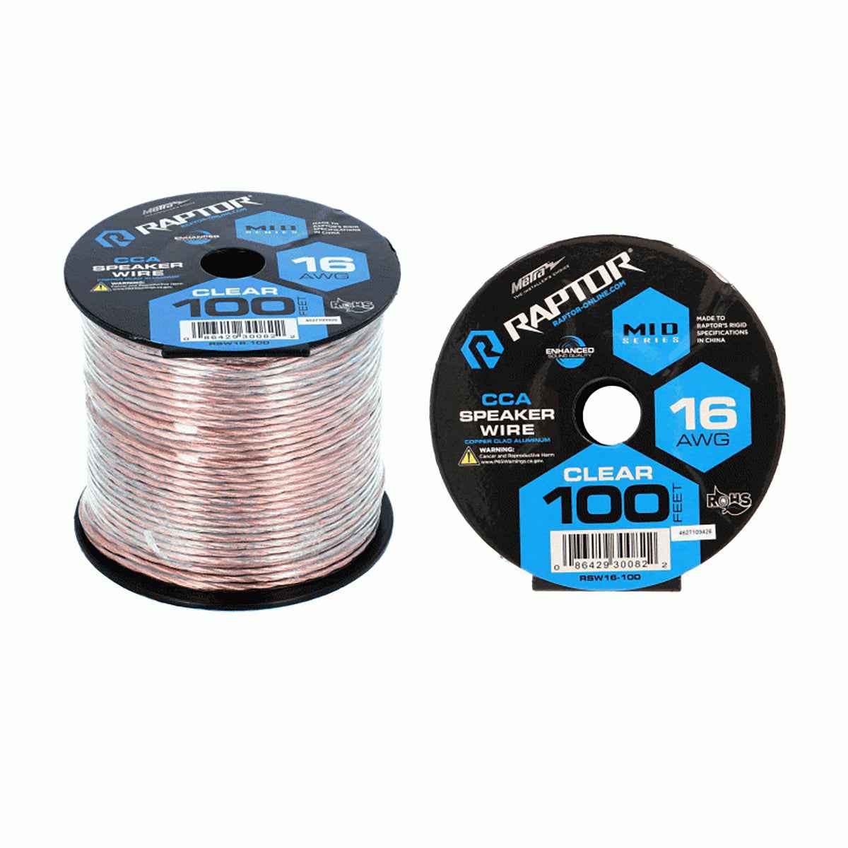 Raptor RSW16100 100 Feet Audio Stereo Speaker Wire Cable 16-Gauge-Clear