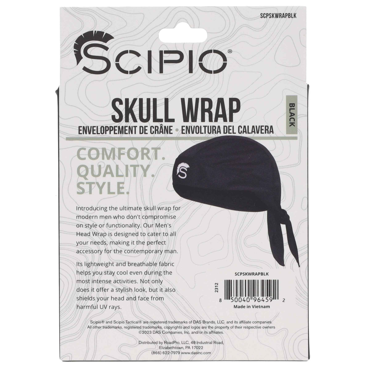 Scipio Skull Wrap SCPSKWRAPBLK Wicking Head Wrap Bandana Helmet Liner Cycling Running Welding-Black