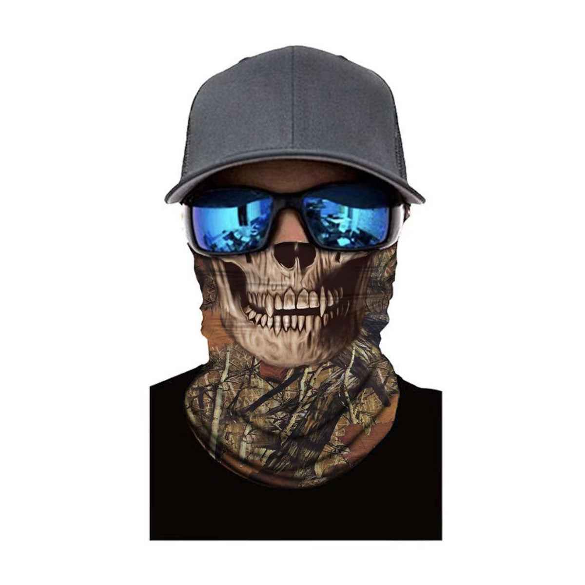 Trader Bos TB1060197 Woodland Skull Face Guard Balaclava Face Mask Camo Neck Gaiter UV Protector Motorcycle Ski Scarf for Men Women