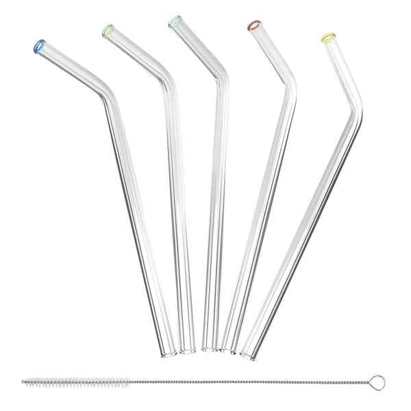 5PC STND GLSS STRW W/BRSH