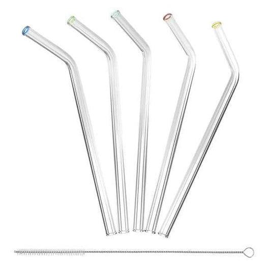 5PC STND GLSS STRW W/BRSH