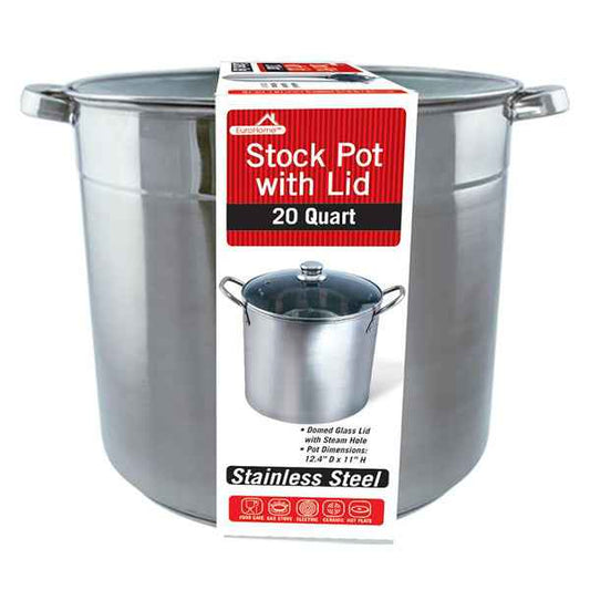 20QT SS STK PT W/GLS LID